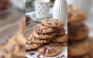 Cookies with chocolate chips on a plate 92