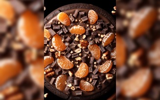 Cookies with chocolate chips with small orange slices 117