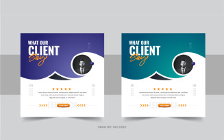 Customer feedback or client testimonial social media post layout
