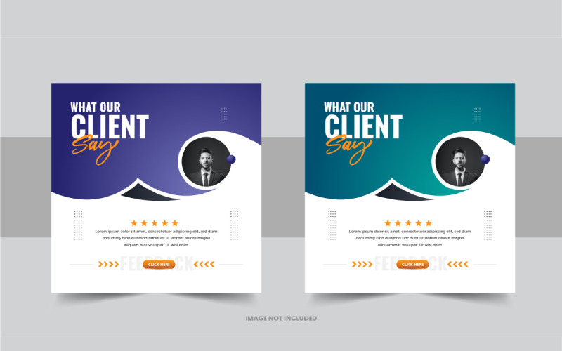 Customer feedback or client testimonial social media post layout Corporate Identity