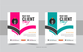 Customer feedback or client testimonial social media post template design layout