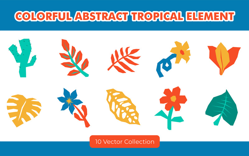 Colorful Abstract Tropical Element Set Illustration