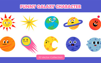 Funny Galaxy Character Illustration Set
