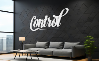 Indoor black wall logo mockup cwhite color psd 3d realistic