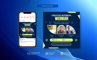 PSD live webinar and corporate social media post template design Blue yellow