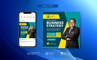 PSD live webinar and corporate social media post template design Green-Yellow