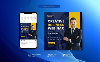 PSD live webinar and corporate social media post template design Yellow Blue