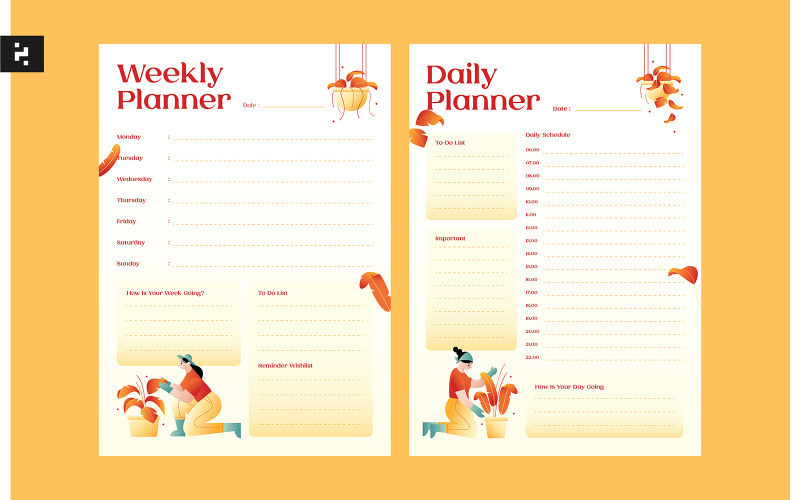 Creative Minimal Daily Weekly Planner Corporate Identity
