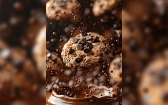 Floating Chocolate chip cookies with chocolate splashes 142