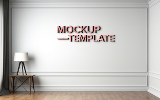 3d logo mockup on a white wall in a room white wall logo mockup indoor