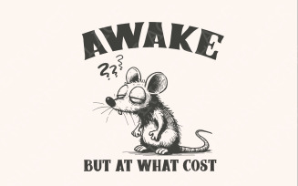Awake But At What Cost? Funny Rat & Opossum Meme PNG, Sarcastic Vintage Graphic Tee Design