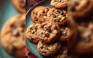 Chocolate chip cookies on a plate 180