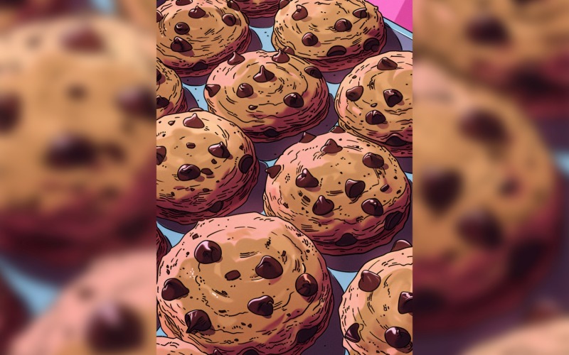 Chocolate chip cookies on a plate 181 Illustration