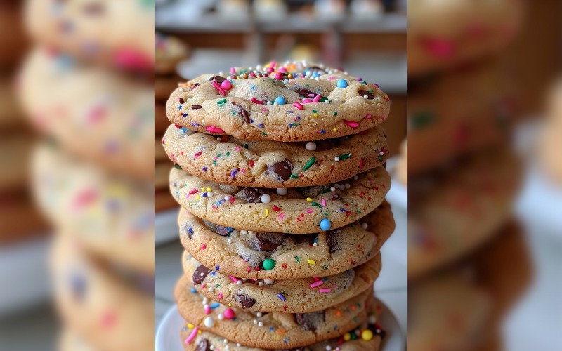 Chocolate chip cookies with multi colour sprinkle 169 Illustration