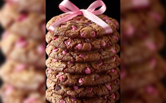 Cookies and chocolate chips heap with ribbon 195