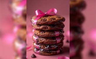 Cookies and chocolate chips heap with ribbon 196