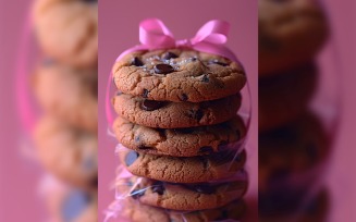 Cookies and chocolate chips heap with ribbon 198