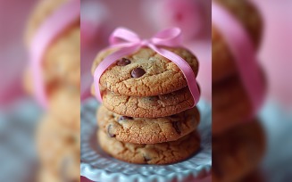 Cookies and chocolate chips with ribbon 194