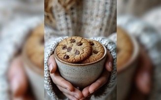 Cookies with chocolate chips in bowl 225