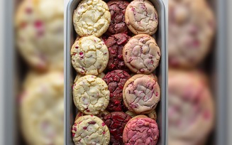 Different Chocolate chip cookies collage in a tray 220