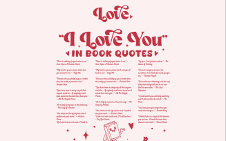 I Love You in Book Quotes PNG, Bookish PNG, Book Lover Clipart, Valentine Aesthetic, Trendy Love