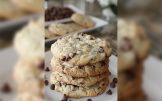 White Cookies with chocolate chips Cookies Heap 202