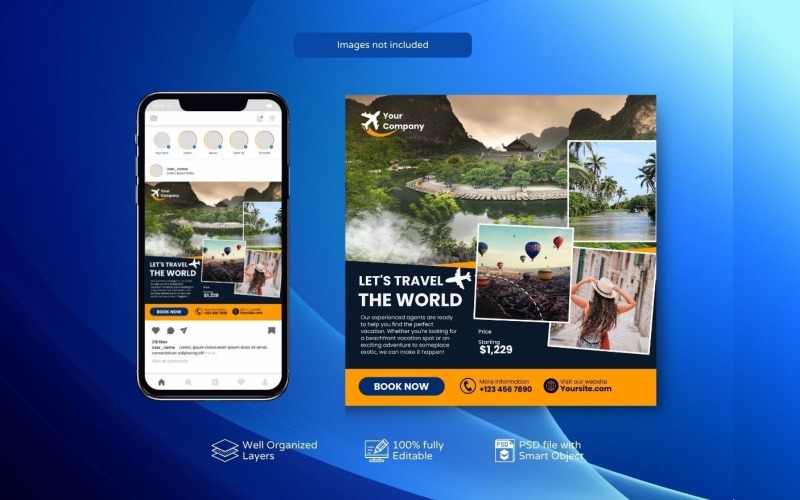 Holiday Tours Special Offer Template Orange Social Media