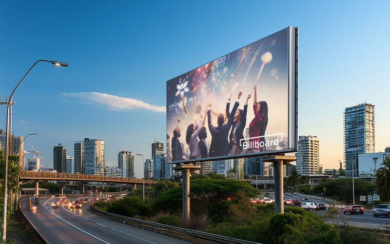 Horizontal outdoor advertising billboard mockup outdoor billboard mockup psd Product Mockup