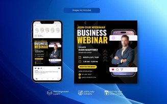 PSD Templates for Live Webinars and Corporate Social Media Posts Black and yellow