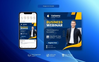 PSD Templates for Live Webinars and Corporate Social Media Posts Blue yellow