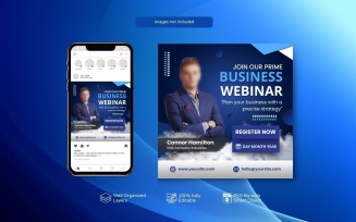 PSD Templates for Live Webinars and Corporate Social Media Posts sky Blue