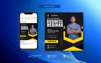 PSD Templates for Live Webinars and Corporate Social Media Posts Yellow black