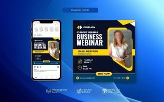 PSD Templates for Live Webinars and Corporate Social Media Posts yellow Blue