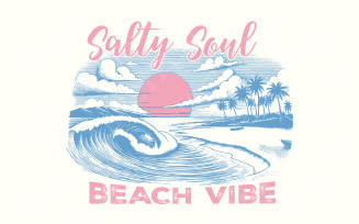 Summer Salty Soul PNG, Trendy Summer Beach Vibes Aesthetic, Funny Sarcastic Sublimation Design