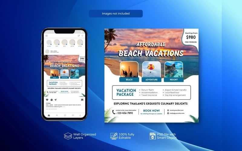 Vacation Package Special Offer PSD Template Social Media
