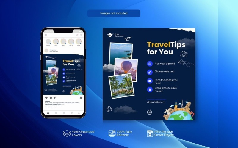 Exclusive Holiday Travel Deals Template Black Social Media