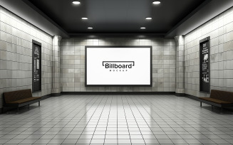 Metro station billboard mockup or metro station display mockup psd