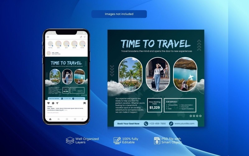 Travel Offers: Holiday Tours Template Green Social Media