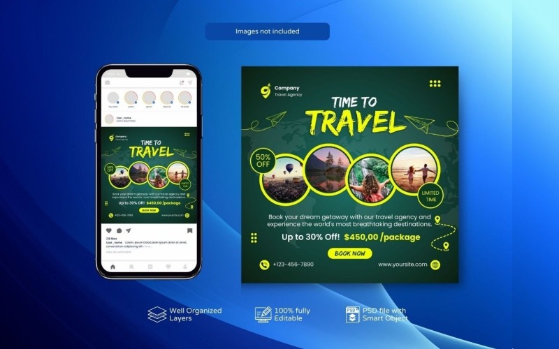 Exclusive Travel Deals Social Post Green Social Media