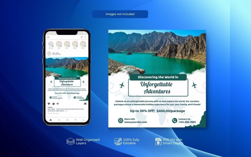 Holiday Tours Discount Social Post Green Social Media