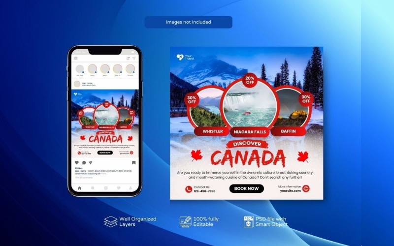 Holiday Travel Special Offer Template Red White Social Media