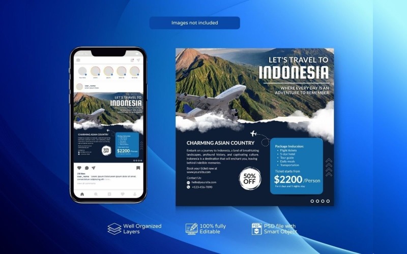 Holiday Travel Special Offer Template Sky Blue Social Media