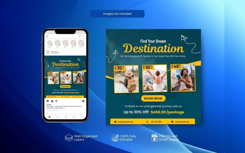 Minimal Holiday Travel Special Offer Template Green Social Media