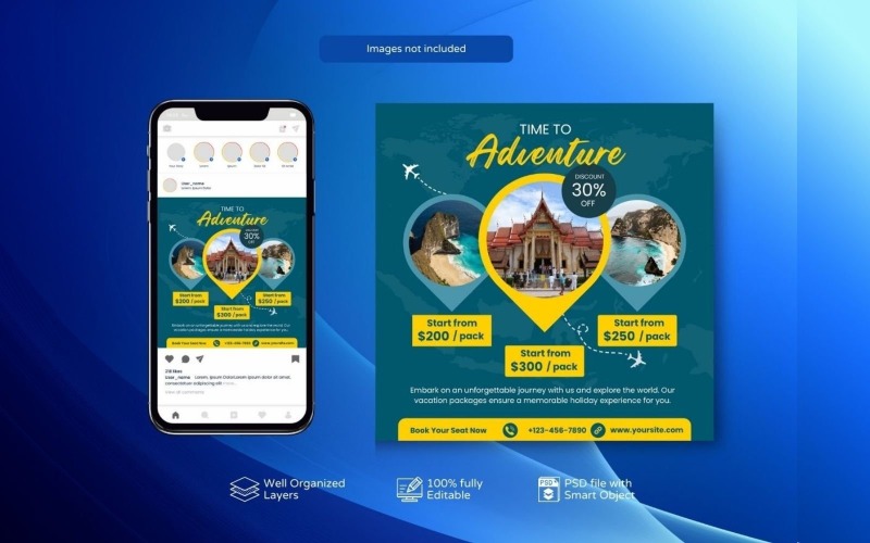 Modern Travel Offers: Holiday Tours Template Social Media