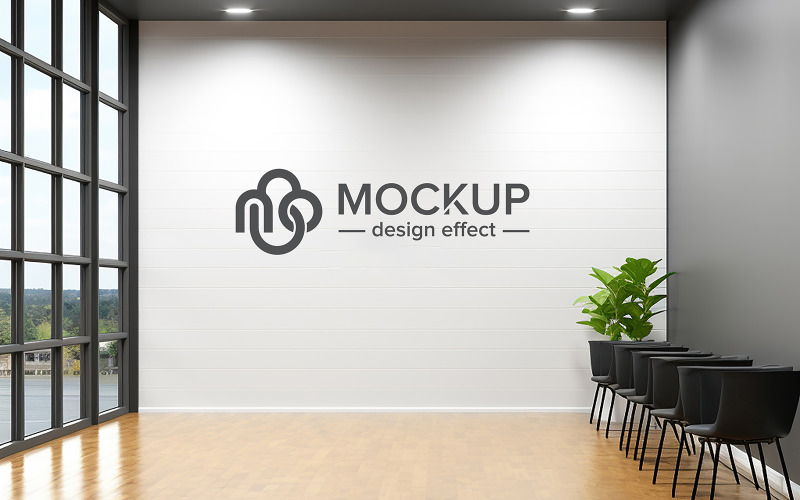 Corporate wall logo mockup indoor white wall logo mockup Product Mockup