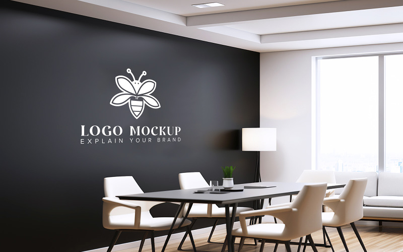 Office meeting room logo mockup conference room branding mockup Product Mockup