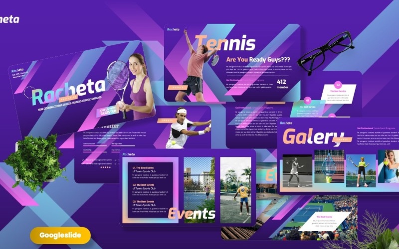 Racheta - Tennis Sport Googleslide Templates Google Slide