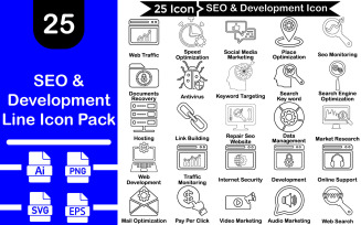 SEO and Development Line Icon Pack