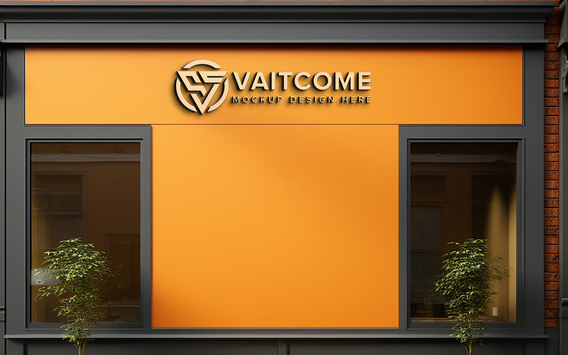 Stationery front sign mockup facade sign logo mockup Product Mockup