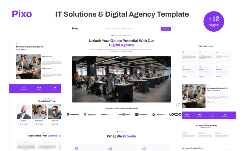 Pixo - IT Solutions & Digital Agency HTML website template Website Template